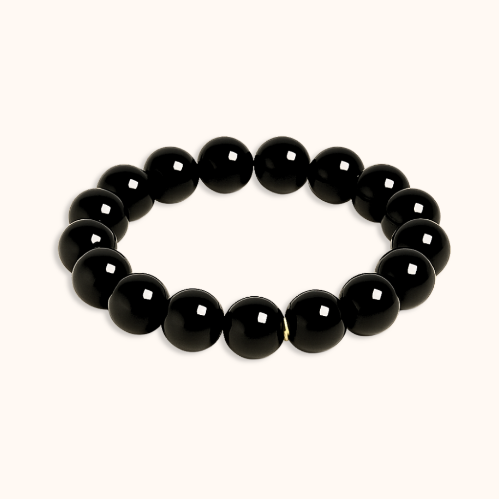 ROMALI Natural Obsidian Beaded Bracelet - Stone of Protection 10mm - ROMALI