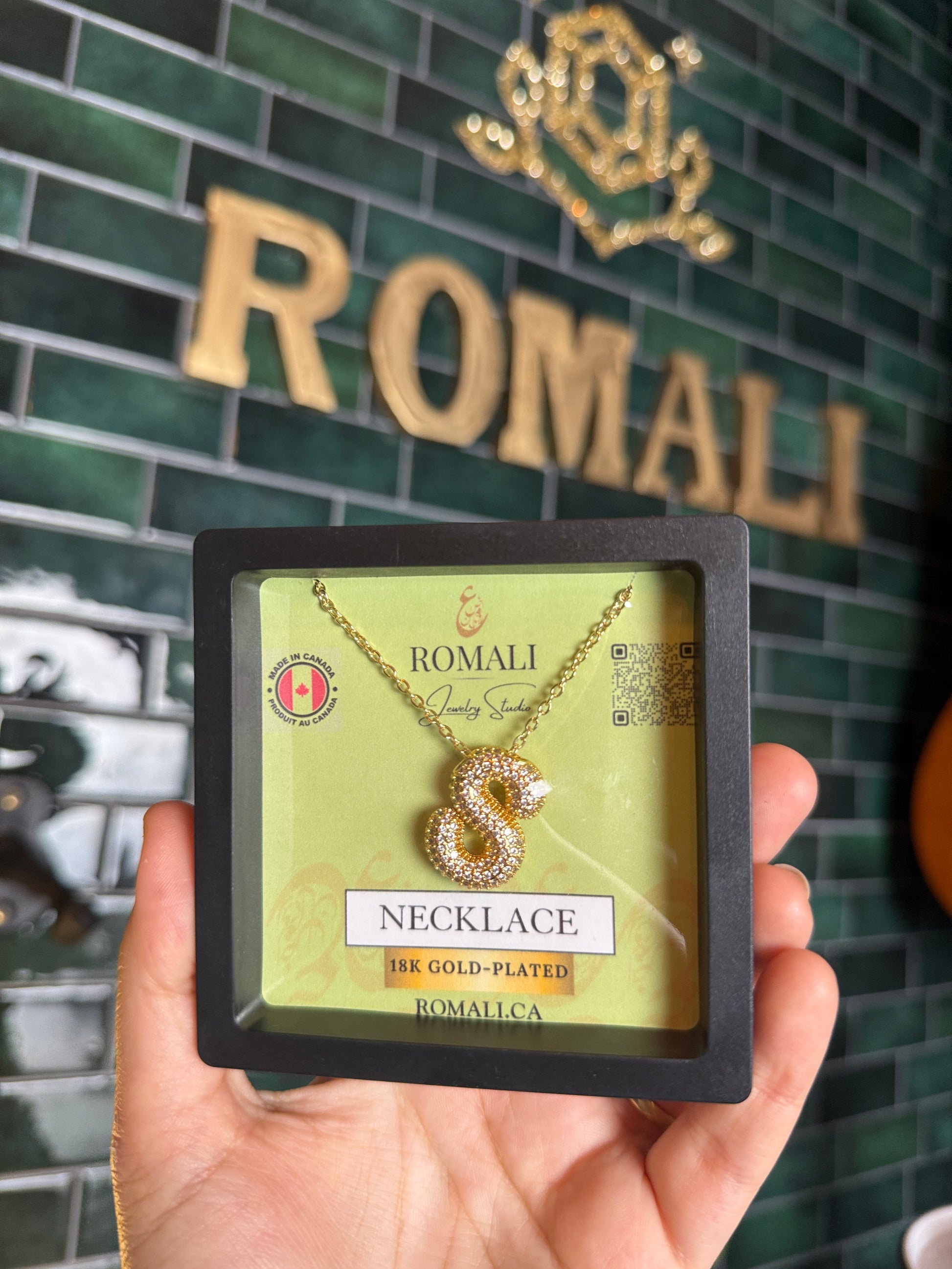 ROMALI 18K Gold-Plated Zirconia Balloon Initial Necklace