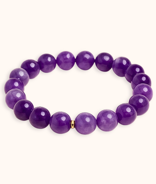 ROMALI Natural Amethyst Beaded Bracelet - Stone of Peace 10mm - ROMALI