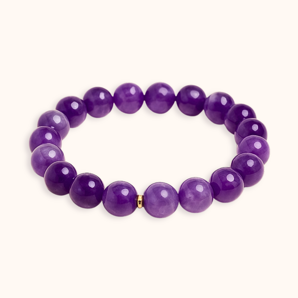 ROMALI Natural Amethyst Beaded Bracelet - Stone of Peace 10mm - ROMALI