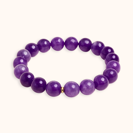 ROMALI Natural Amethyst Beaded Bracelet - Stone of Peace 10mm - ROMALI