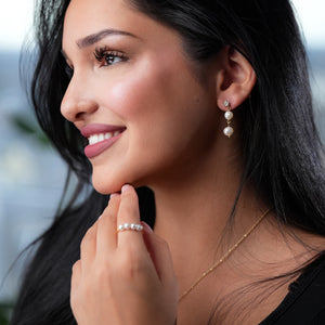 ROMALI 18K Gold-Plated Freshwater Pearl Dangle Earrings - ROMALI