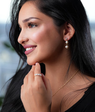 ROMALI 18K Gold-Plated Freshwater Pearl Dangle Earrings - ROMALI