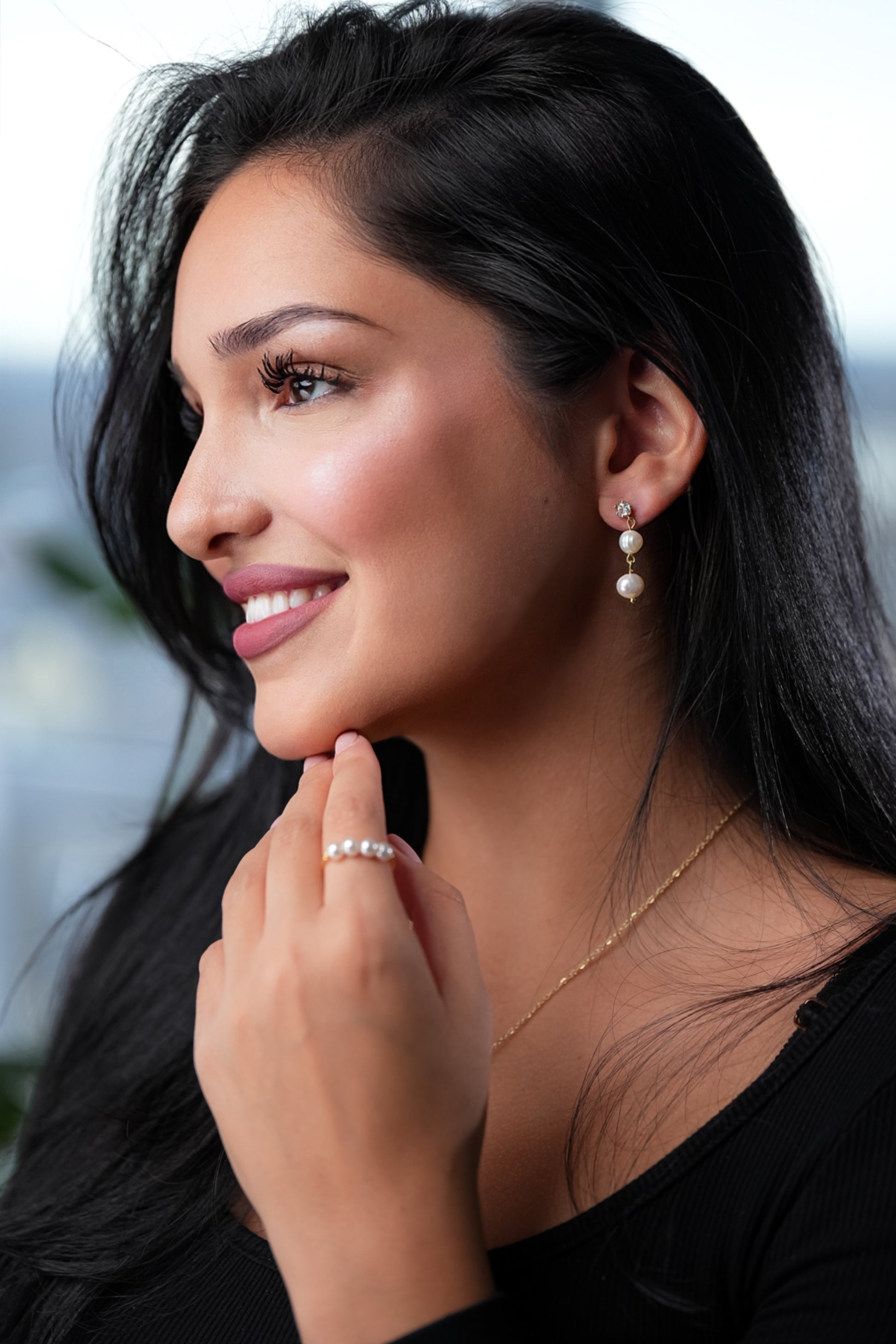 ROMALI 18K Gold-Plated Freshwater Pearl Dangle Earrings - ROMALI