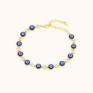 ROMALI 18K Gold-Plated Navy Blue Eye Crystal Bracelet