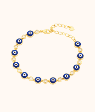 ROMALI 18K Gold-Plated Navy Blue Eye Crystal Bracelet