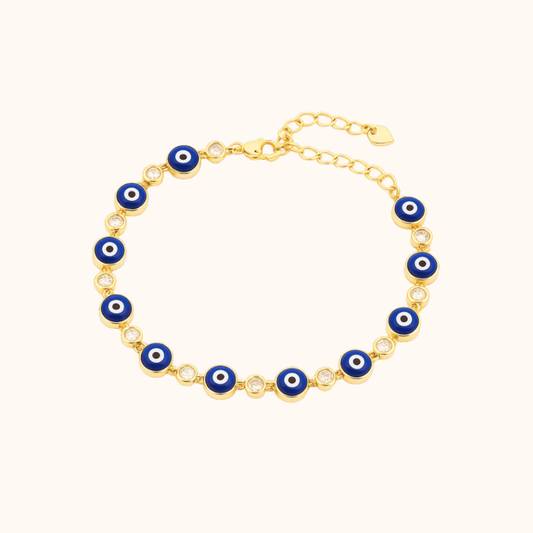 ROMALI 18K Gold-Plated Navy Blue Eye Crystal Bracelet