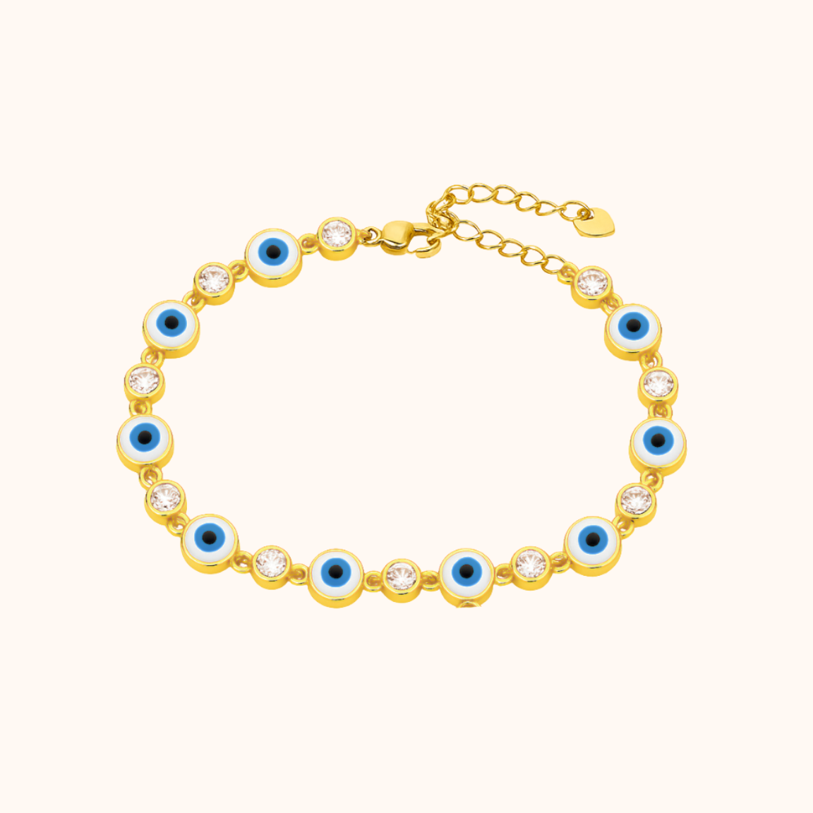 ROMALI 18K Gold-Plated White Blue Eye Crystal Bracelet