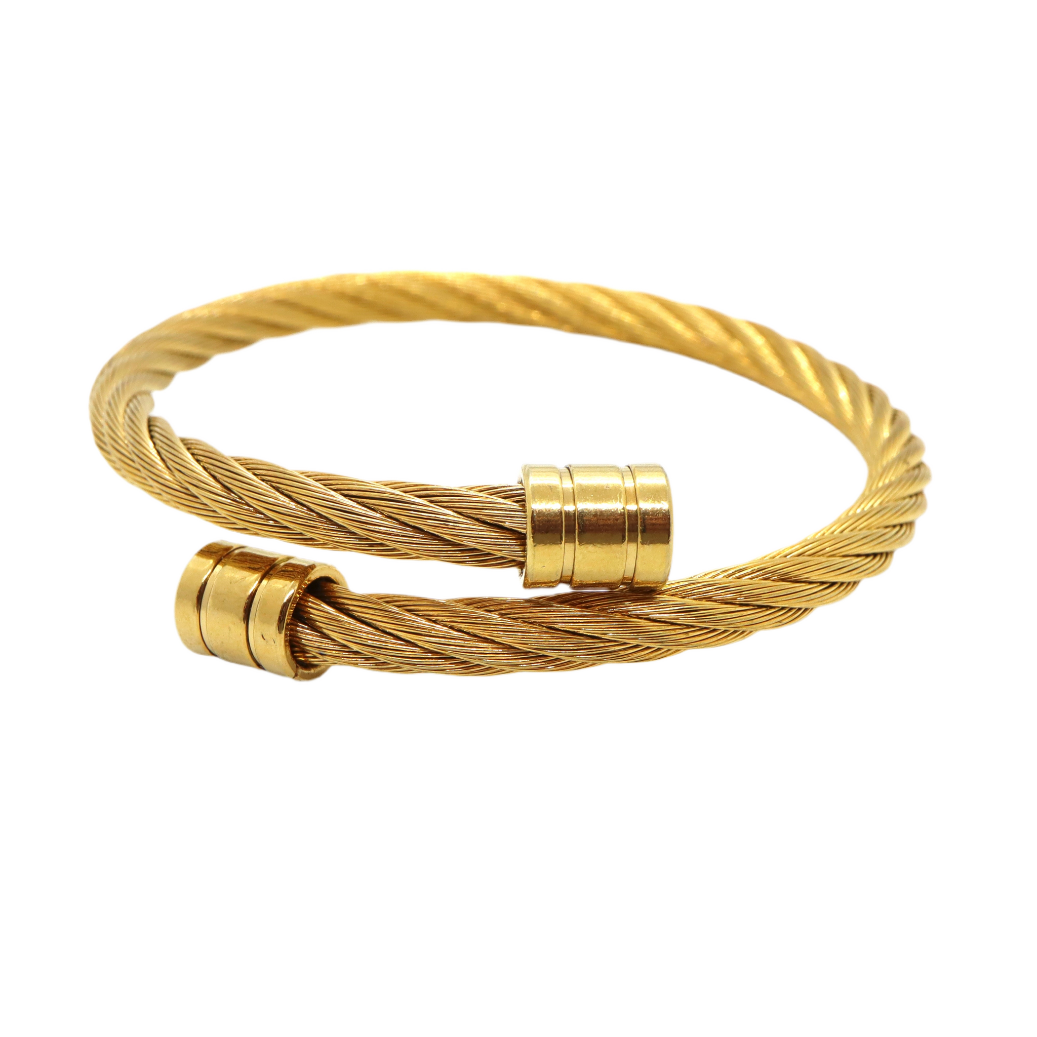 ROMALI 18K Gold-Plated Golden Cable Bracelet- Adjustable Bangle