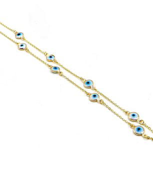 18k Gold-Plated Evil Eye Chain Necklace - ROMALI