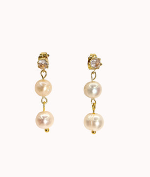 ROMALI 18K Gold-Plated Freshwater Pearl Dangle Earrings - ROMALI