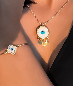 ROMALI 18k Gold-Plated Boho Evil Eye Pendant Necklace - ROMALI