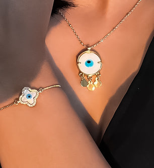 18k Gold-Plated Boho Evil Eye Necklace