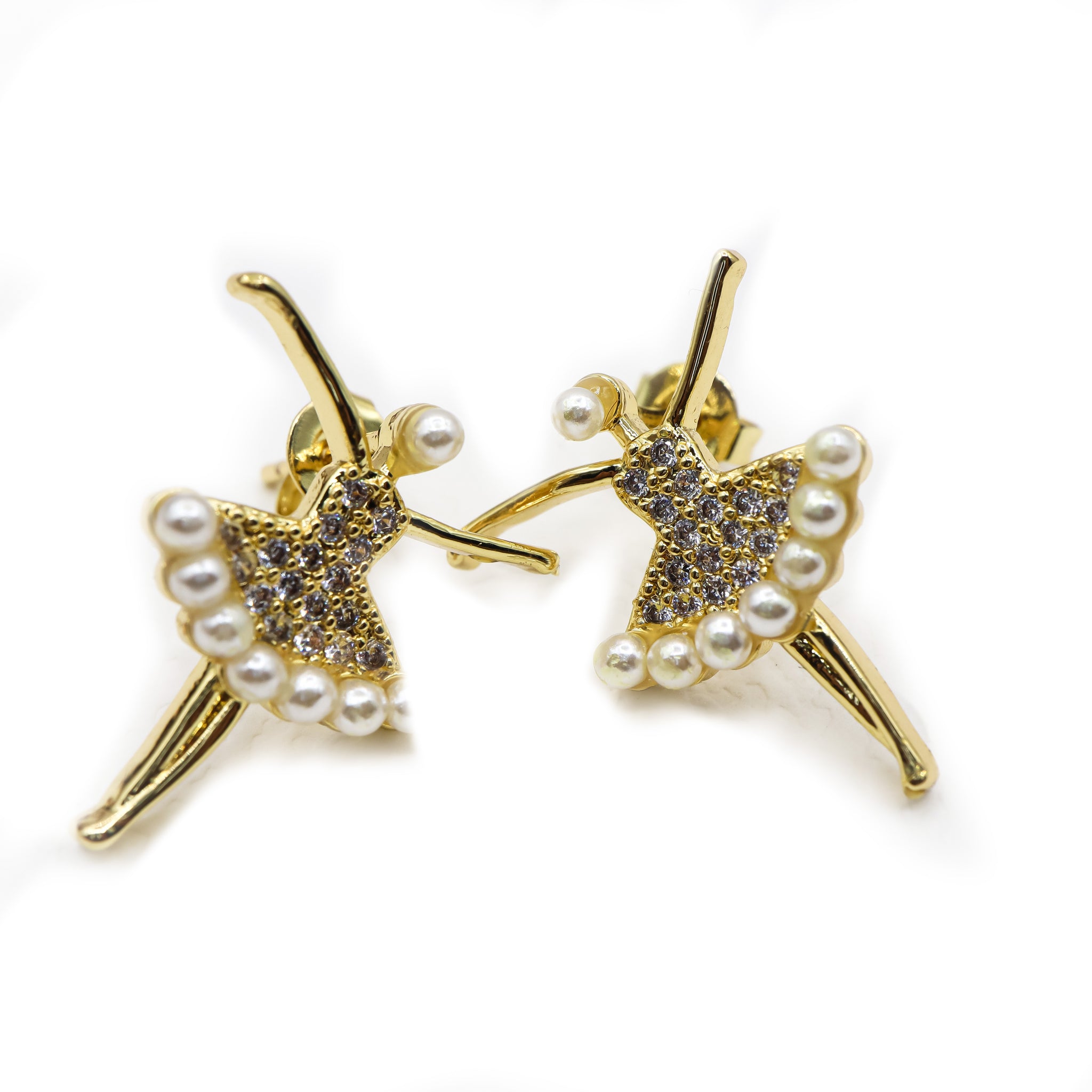 18k Gold-Plated Ballerina Stud Earrings