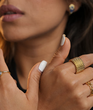 ROMALI 18K Gold-Plated Beaded Adjustable Ring - ROMALI