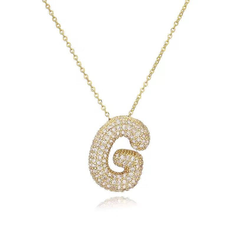 ROMALI 18K Gold-Plated Zirconia Balloon Initial Necklace - ROMALI
