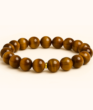 ROMALI Natural Tiger's Eye Beaded Bracelet - Stone of Confidence 10mm - ROMALI
