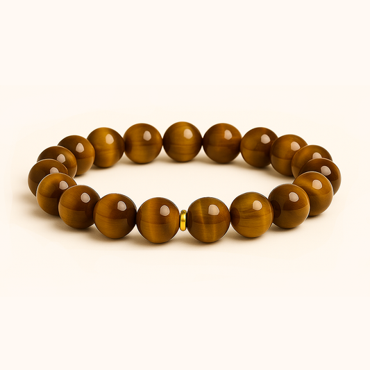 ROMALI Natural Tiger's Eye Beaded Bracelet - Stone of Confidence 10mm - ROMALI