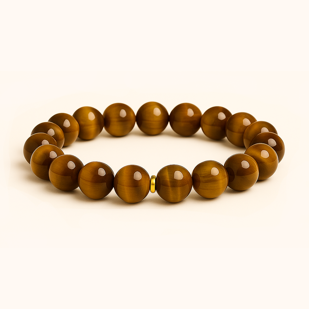 ROMALI Natural Tiger's Eye Beaded Bracelet - Stone of Confidence 10mm - ROMALI