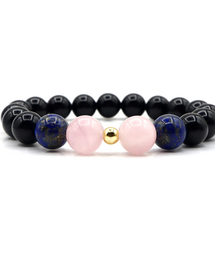 ROMALI Libra Zodiac Beaded Bracelet - Rose Quartz & Lapis Lazuli - ROMALI