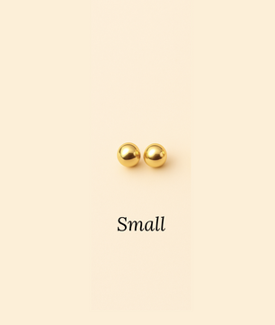 ROMALI 18K Gold-Plated Ball Stud Earrings – Small, Medium, and Large Sizes - ROMALI