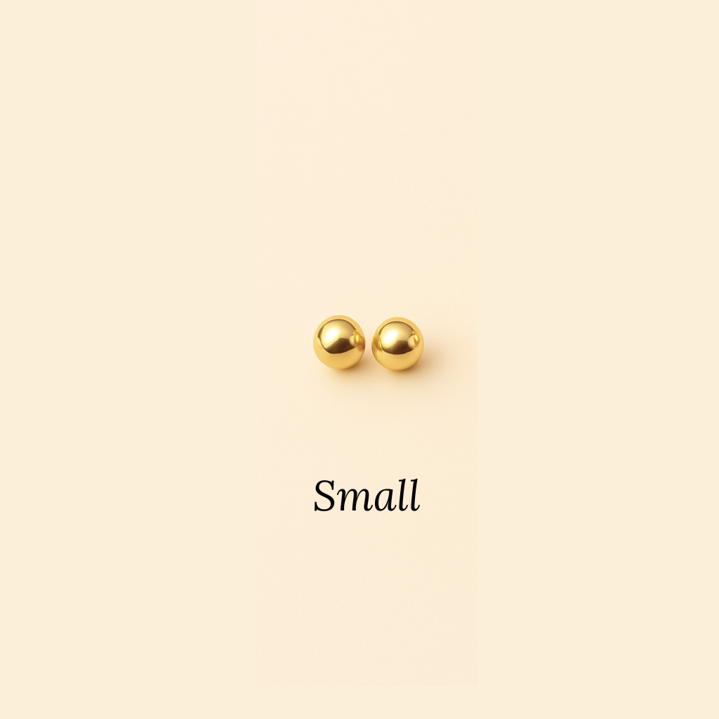 ROMALI 18K Gold-Plated Ball Stud Earrings – Small, Medium, and Large Sizes - ROMALI