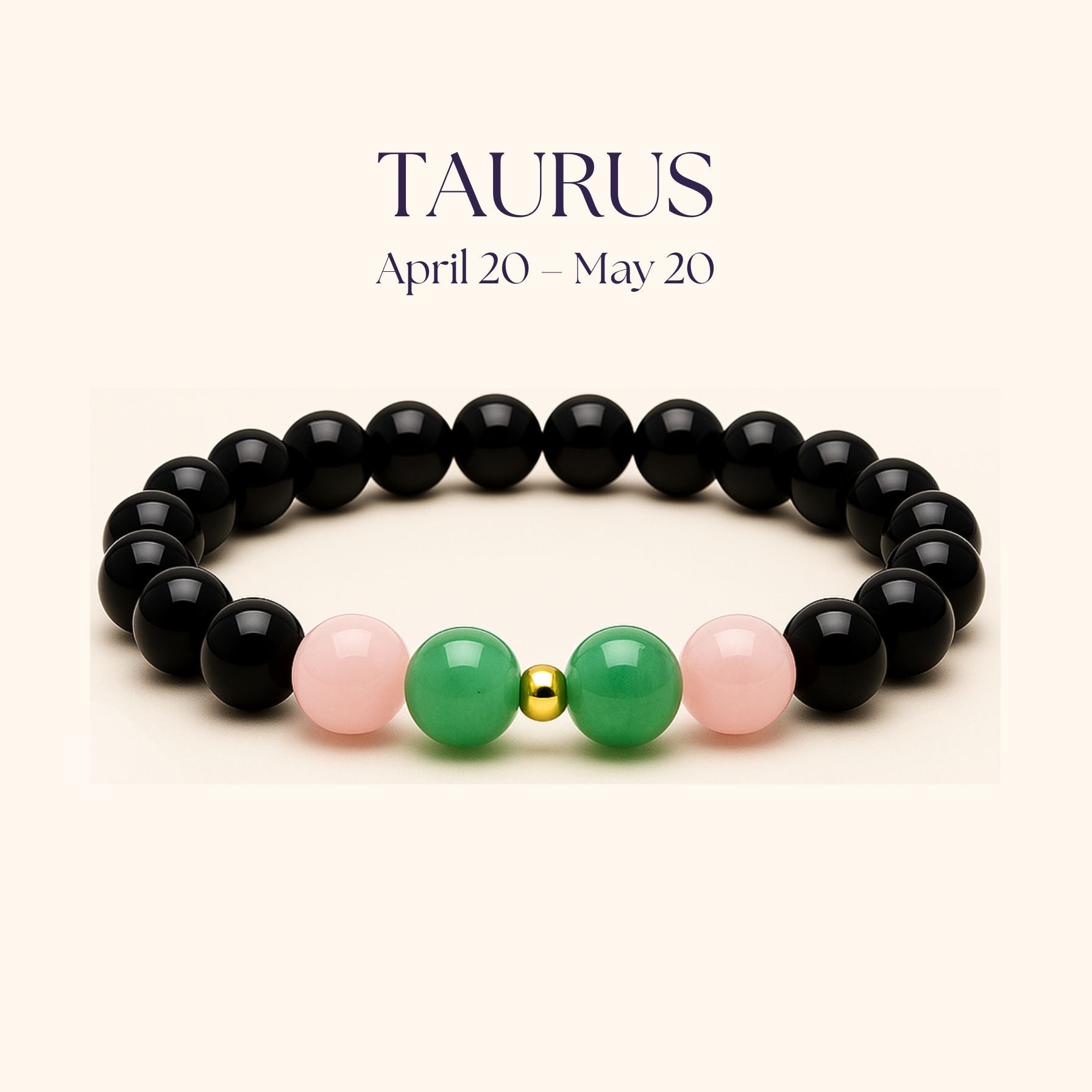 ROMALI Taurus Zodiac Beaded Bracelet - Green Jade & Rose Quartz April 20 – May 20