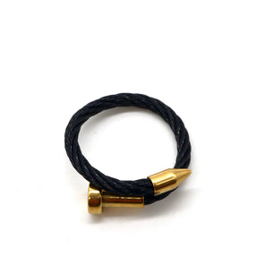 ROMALI Two-Tone Twisted Cable Ring - Silver and Black/Gold