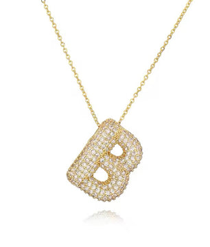 ROMALI 18K Gold-Plated Zirconia Balloon Initial Necklace - ROMALI