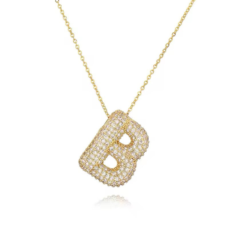 ROMALI 18K Gold-Plated Zirconia Balloon Initial Necklace - ROMALI