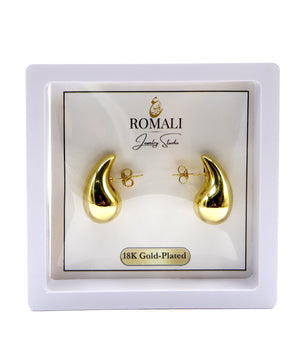 18k Gold-Plated Statement Golden Teardrop Stud Dangle Earrings Small, Medium, Large - ROMALI