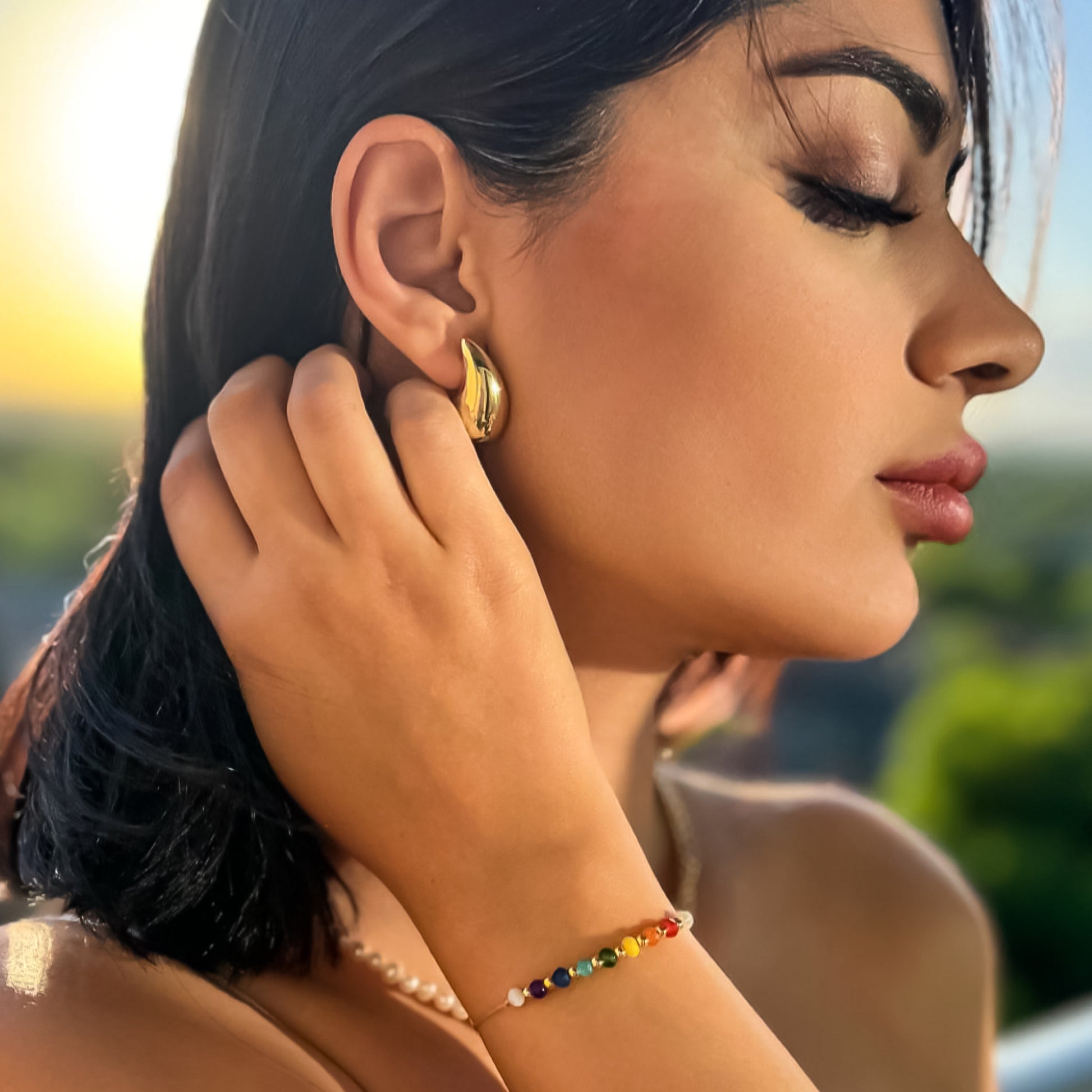 18k Gold-Plated Statement Golden Teardrop Stud Dangle Earrings Small, Medium, Large - ROMALI