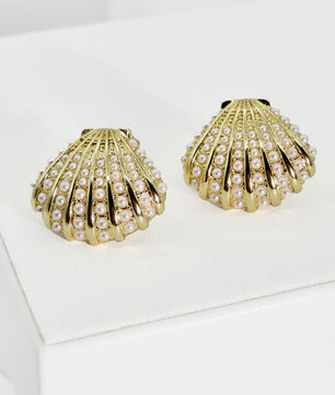 ROMALI 18K Gold-Plated Mini Pearl Shell Stud Earrings - ROMALI