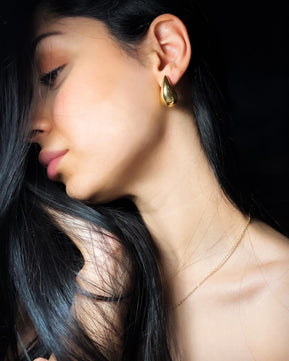 18k Gold-Plated Medium Chunky Golden Teardrop Earrings