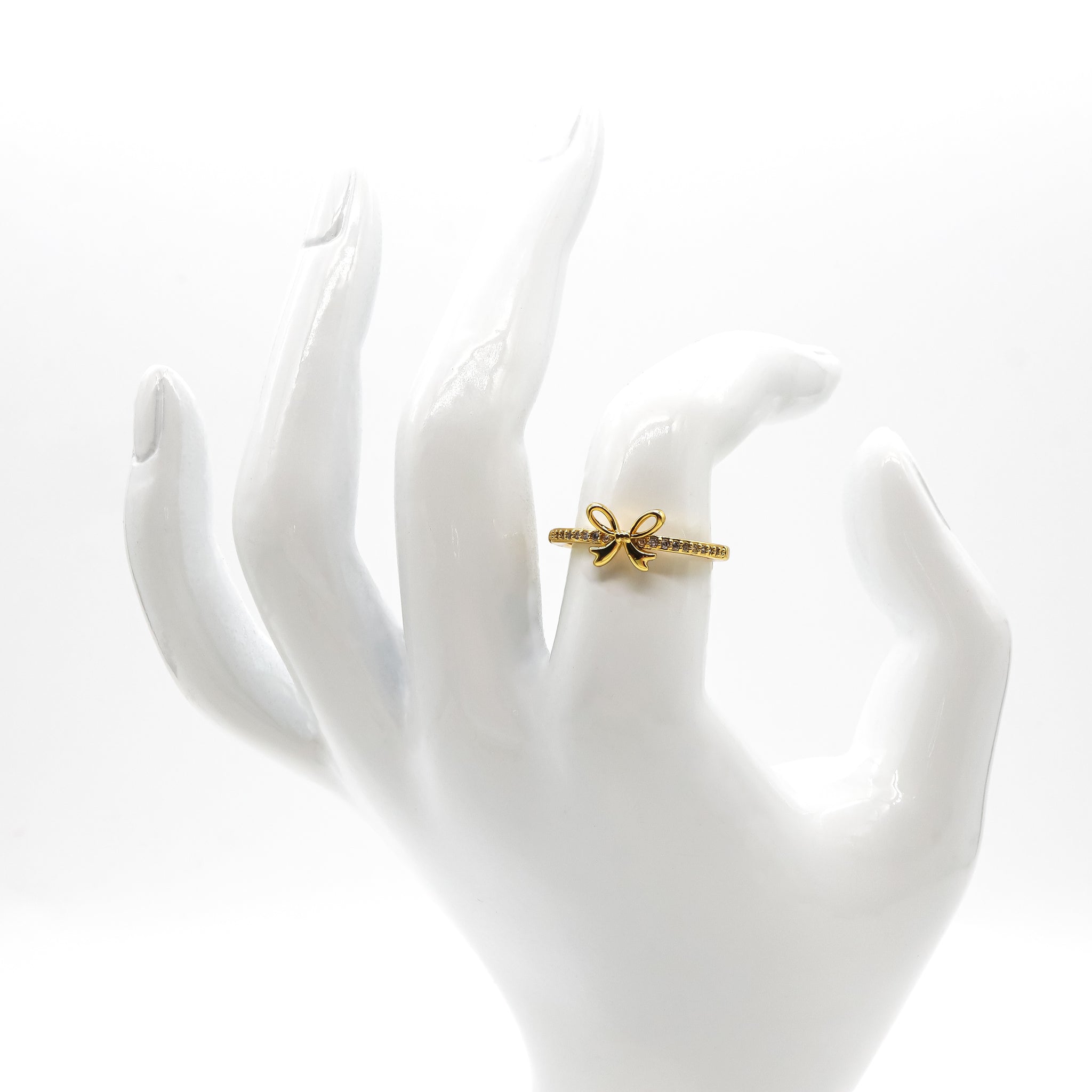 ROMALI 18K Gold-Plated Adjustable Bow Ring