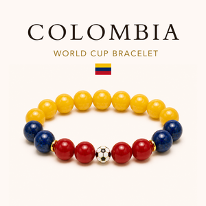 ROMALI Colombia Soccer World Cup Bracelet | Yellow Jade, Cherry Jade  Lapis Lazuli Unisex