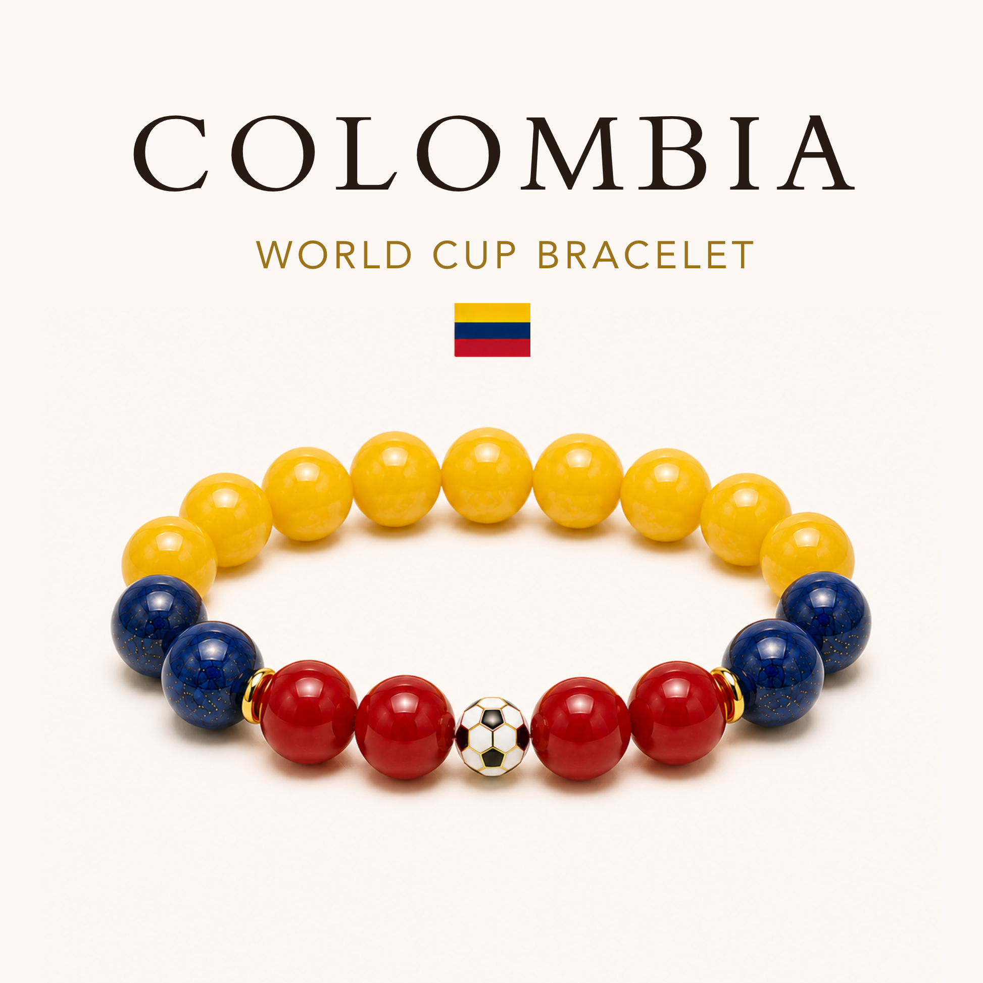 ROMALI Colombia Soccer World Cup Bracelet | Yellow Jade, Cherry Jade  Lapis Lazuli Unisex