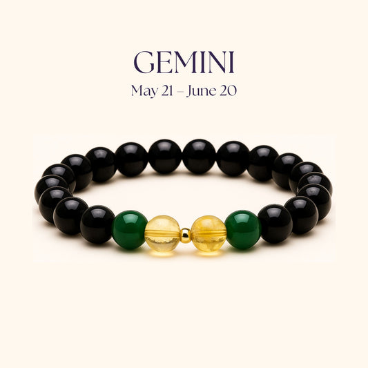ROMALI Gemini Zodiac Beaded Bracelet - Green Jade & Citrine May 21 – June 20