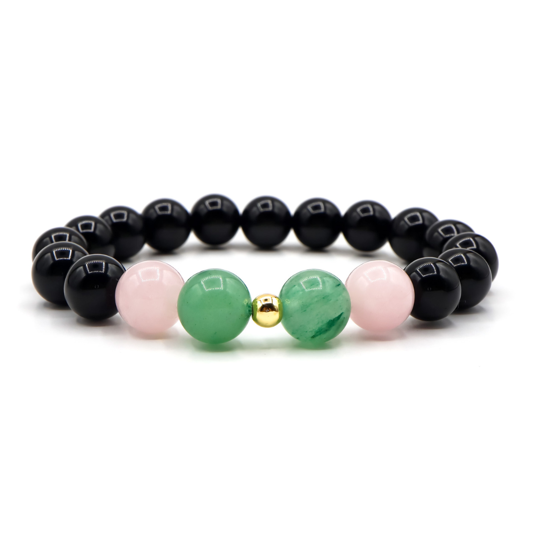 Taurus Zodiac Bracelet - Green Jade & Rose Quartz