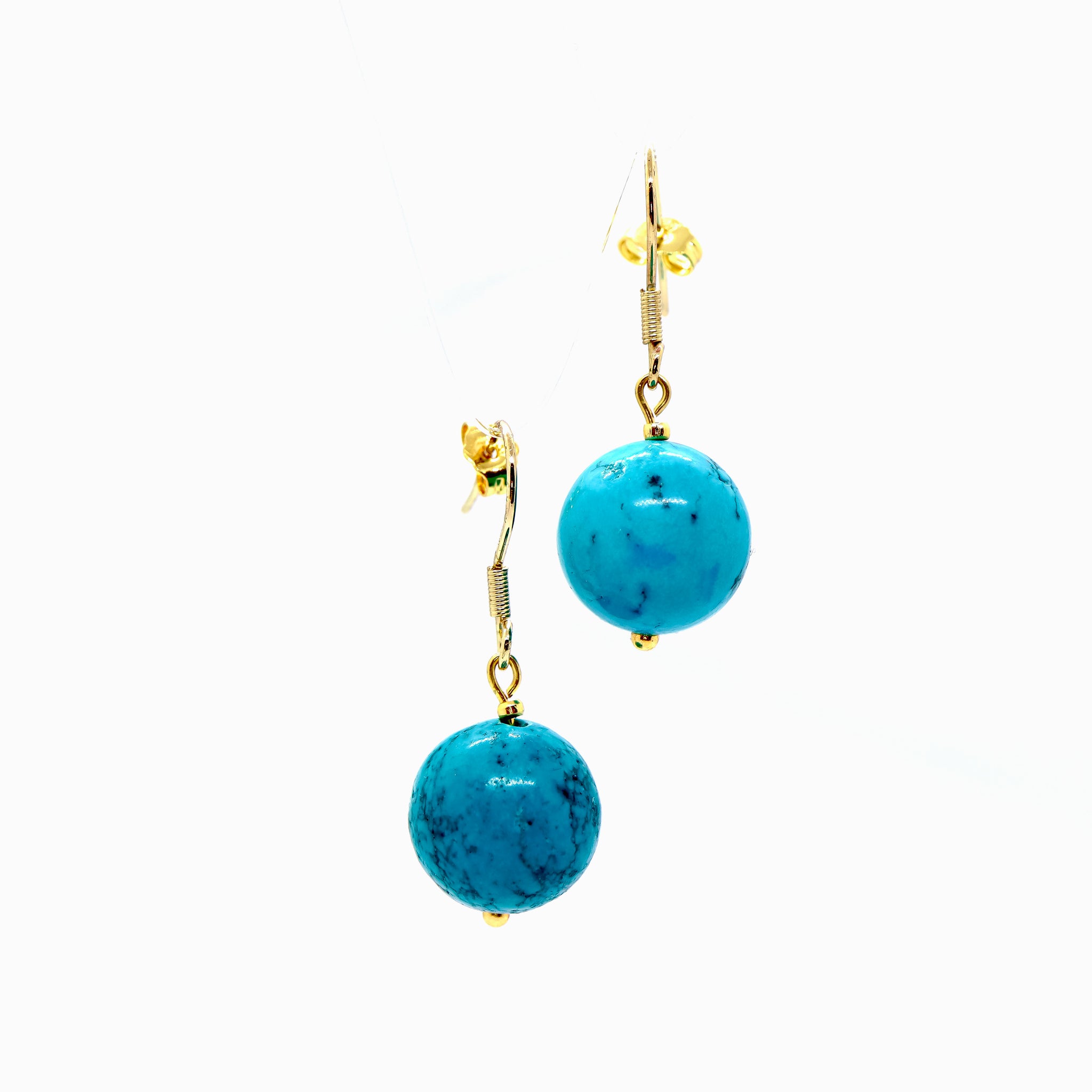 Natural Turquoise Earrings - 18K Goldplated