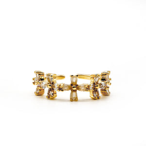 ROMALI 18K Gold-Plated Floral Crystal Ring