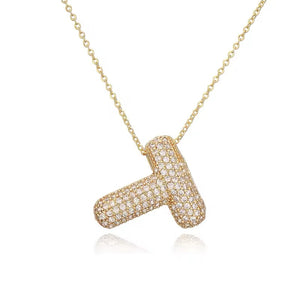 ROMALI 18K Gold-Plated Zirconia Balloon Initial Necklace - ROMALI
