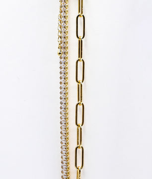 Gold-Plated Cubic Zirconia & Paperclip Chian Necklace - ROMALI