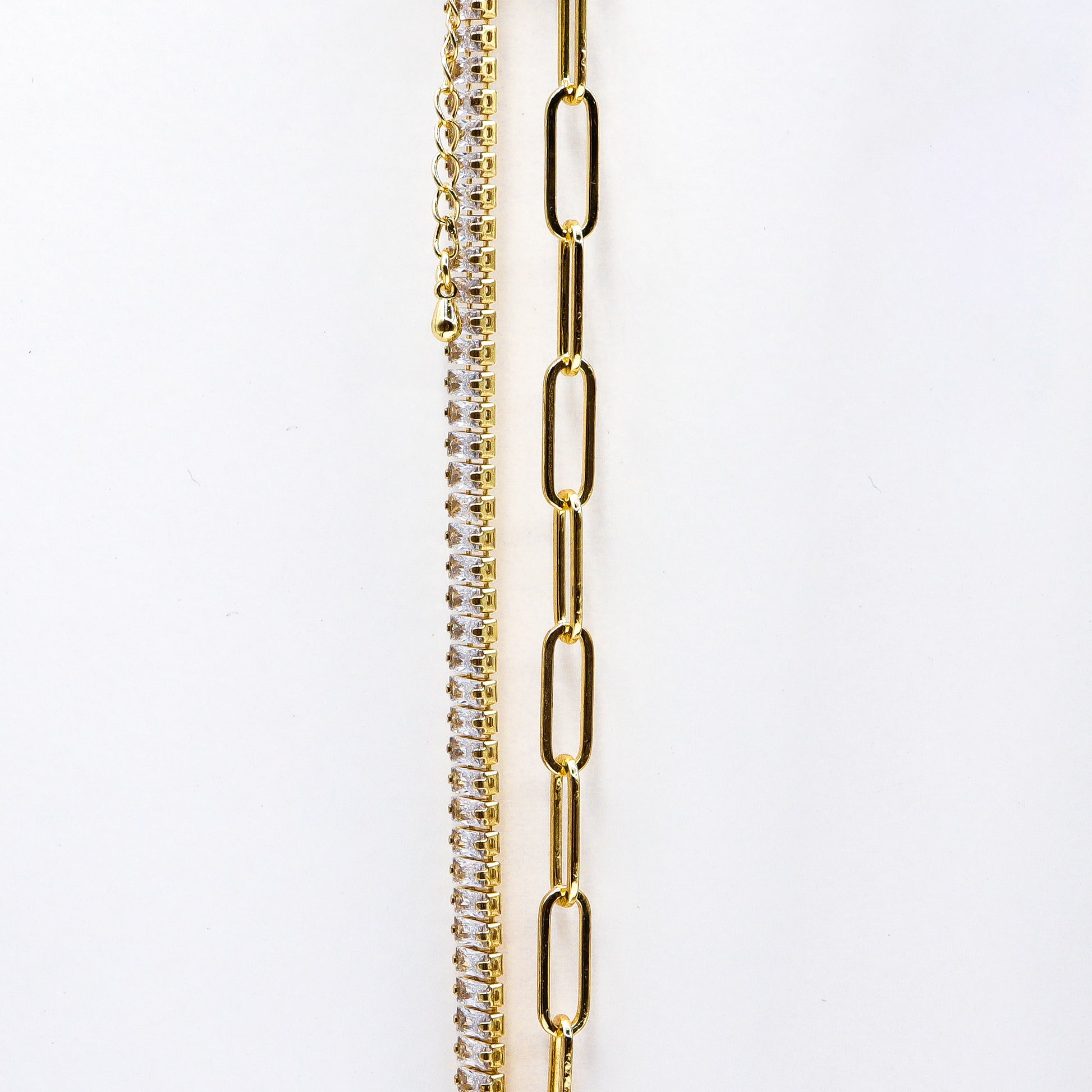 Gold-Plated Cubic Zirconia & Paperclip Necklace