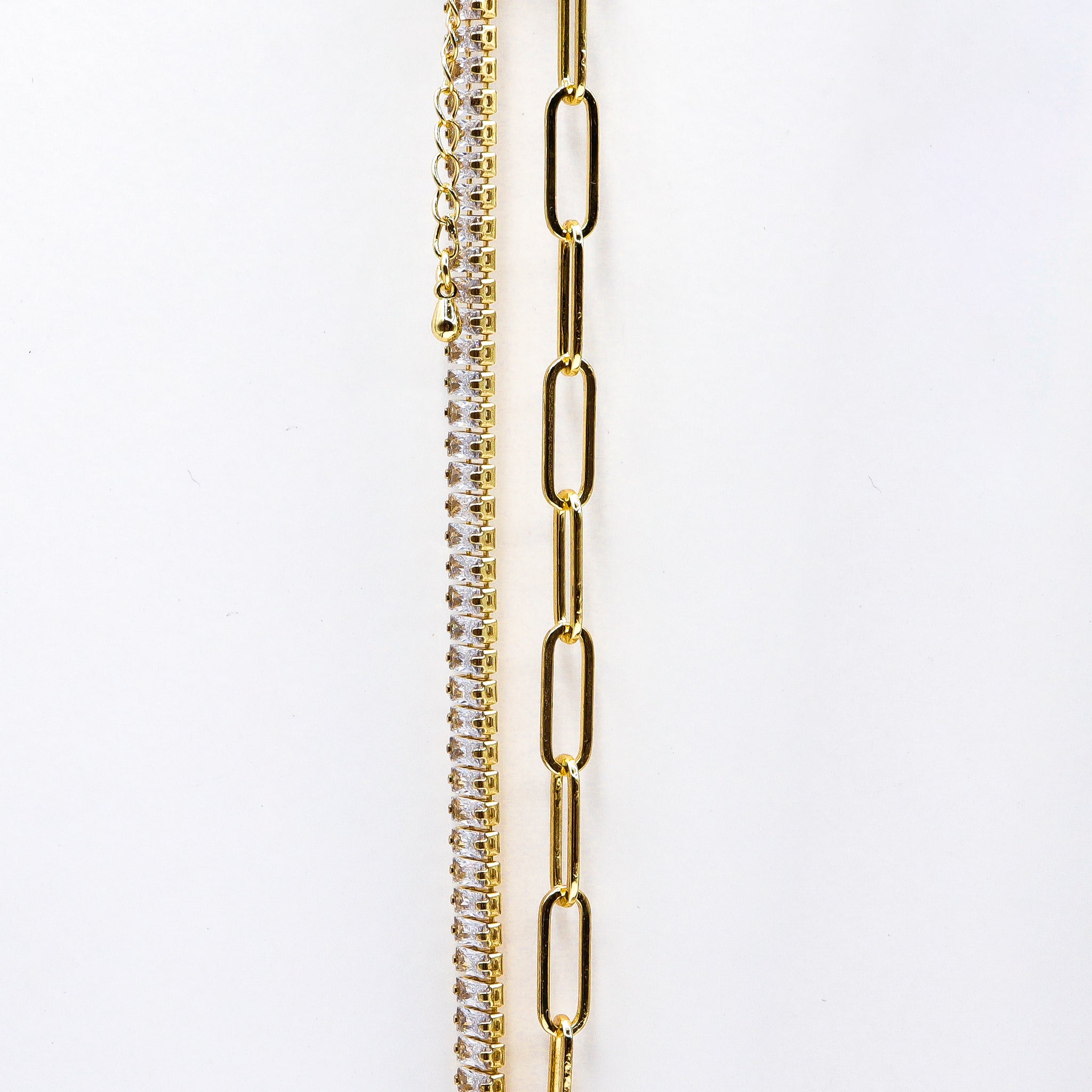 Gold-Plated Cubic Zirconia & Paperclip Necklace