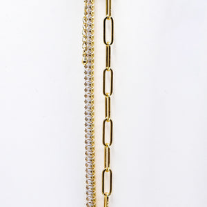 Gold-Plated Cubic Zirconia & Paperclip Necklace