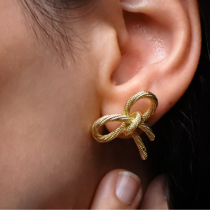 ROMALI 18K Gold-Plated Bow Knot Stud Earrings - ROMALI