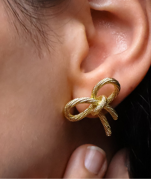 ROMALI 18K Gold-Plated Bow Knot Stud Earrings - ROMALI