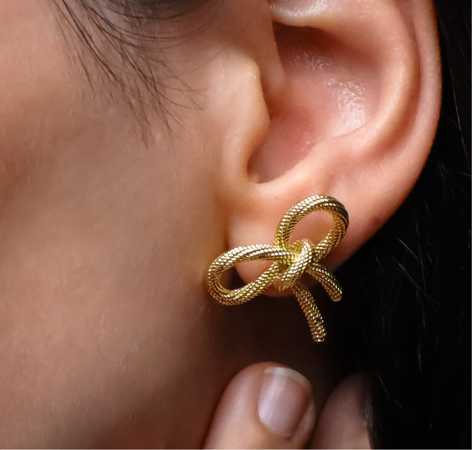 ROMALI 18K Gold-Plated Bow Knot Stud Earrings - ROMALI