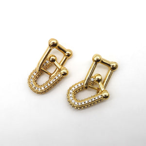 18k Gold-Plated Shimmering Link Earrings - ROMALI